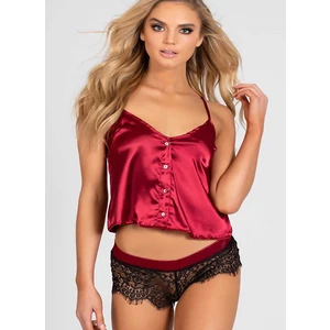 Kadın Bordo Dantel ve Düğme Detaylı Gecelik Erotik Sexy Kostüm