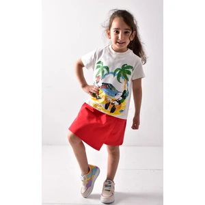 Banada Moda Kız Çocuk Baskılı T-Shirt Şort-Etek Takımı
