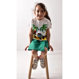 Banada Moda Kız Çocuk Baskılı T-Shirt Şort-Etek Takımı