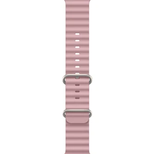 Ocean Loop Silikon Kordon, Apple Watch Series SE/11/10/9/8/7/6/5/4/3 ile Uyumlu, 49mm/46mm/45mm/44mm, Pembe