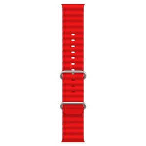 Ocean Loop Silikon Kordon, Apple Watch Series SE/11/10/9/8/7/6/5/4/3 ile Uyumlu, 49mm/46mm/45mm/44mm, Kırmızı