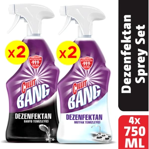 Cillit Bang Dezenfektan Sprey Set Banyo ve Mutfak Temizleyici 4 x 750 ml
