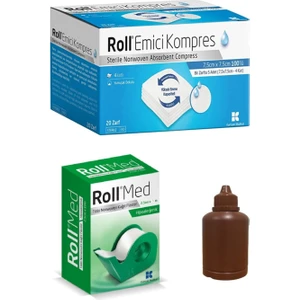 Steril Nonwowen Emici Kompres 7,5 x 7,5 cm 100 Adet + Kağıt Flaster 2.5 cm x 5 m + Batikon