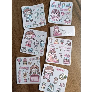 EyER Shoping Kawaii Kız Sticker Set