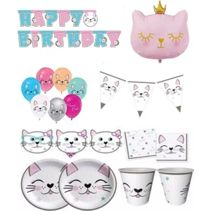 Mini Parti Mini Party Store Mıss Catt Kedi Temalı Doğum Günü Seti 8 Kişilik