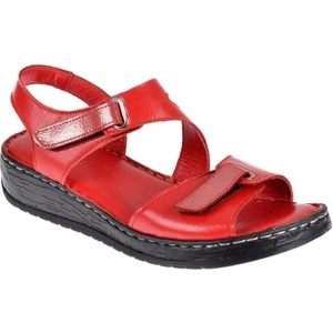 Hakiki Deri Comfort Kadın Sandalet Plm-7   Kırmızı