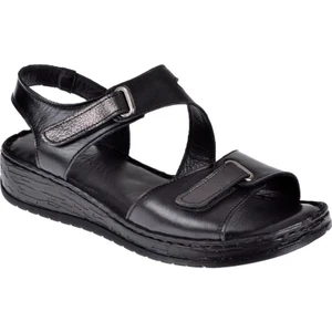 Hakiki Deri Comfort Kadın Sandalet Plm-7   Siyah