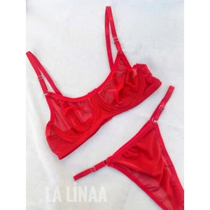 La Linaa Kadın Tül Tanga Külotlu Sütyen Takım