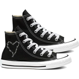 Touz Moda  Barbed Wire Heart Baskılı Siyah Unisex Kanvas Ayakkabı