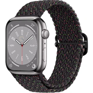 Apple Watch Series SE/11/10/9/8/7/6/5/4/3 ile Uyumlu 42mm-41mm-40mm-38mm Ayarlanabilir Tokalı Örgü Kordon Black Unity