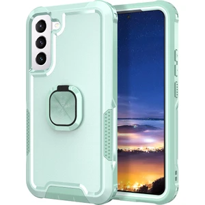 Samsung Galaxy S23 Için Plus Sert Pc+Silikon Telefon Kapağı Dönen Yüzük Tutucu Kickstand Cep Telefon Kılıfı (Yurt Dışından)