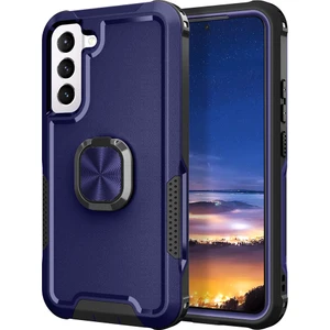 Samsung Galaxy S23 Için Plus Sert Pc+Silikon Telefon Kapağı Dönen Yüzük Tutucu Kickstand Cep Telefon Kılıfı (Yurt Dışından)