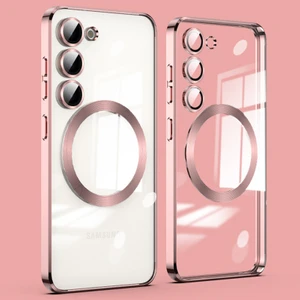Samsung Galaxy S23 Manyetik Net Kılıf Için Cam Lens Filmi ile Akrilik+Tpu Telefon Kapağı (Yurt Dışından)