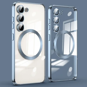 Samsung Galaxy S23 Manyetik Net Kılıf Için Cam Lens Filmi ile Akrilik+Tpu Telefon Kapağı (Yurt Dışından)