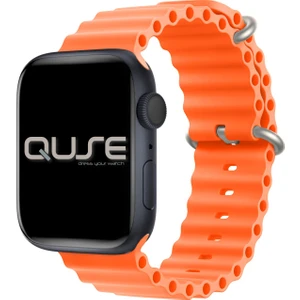 Ocean Loop Silikon Kordon, Apple Watch Series SE/10/9/8/7/6/5/4/3 ile Uyumlu, 49mm/46mm/45mm/44mm/42mm, Turuncu