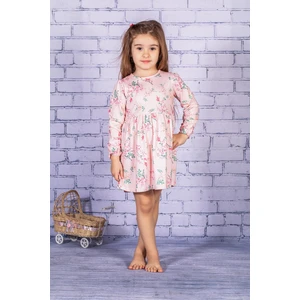Kız Çocuk Çiçek Desenli Uzun Kollu Elbise