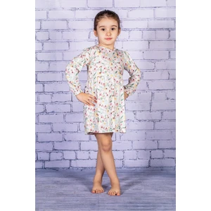 Kız Çocuk Çiçek Desenli Uzun Kollu Elbise