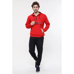Cramp Sport Kırmızı Erkek Yarım Fermuarlı Kapüşonlü Paça Manşet Dalgıç Eşofman Takımı