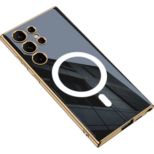 Heptek İletişim Galaxy S23 Ultra Kılıf Wireless Şarj Özellikli Kenarları Elektroplating Kaplama Aynalı Kapak (Kent)