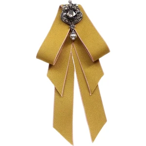 Kadınlar Boyun Boya Tie Vintage College Style Rhinestone Kravat Balo Hediye Elbisesi Sarı (Yurt Dışından)