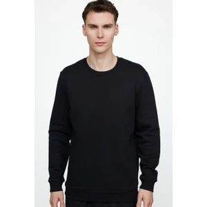 Unisex Relax Fit Rahat Kesim %100 Pamuk Basic Siyah Bisiklet Yaka Sweatshirt
