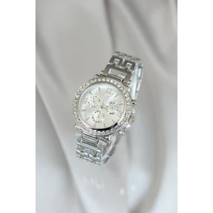 Gümüş Renk Zirkon Taşlı Metal Kadın Saat