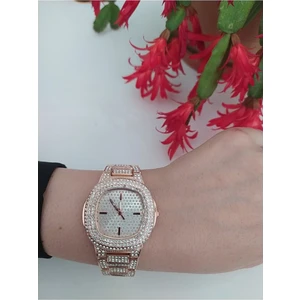 Kadın Rose Gold Petek Seri Zirkon Taşlı Kol Saati
