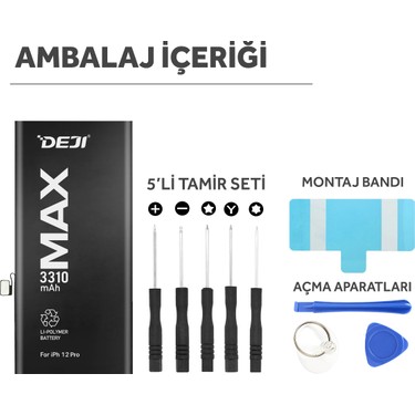 Deji iPhone 12 / iPhone 12 Pro Uyumlu Batarya 3310 Mah Fiyatı