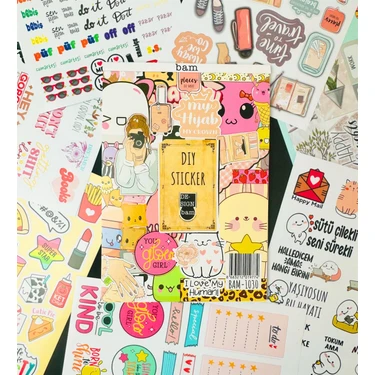 Giftmoda My Dıy Sticker Book 24 * 17 cm 16 Sayfa Özel Tasarım Rengarenk Sticker