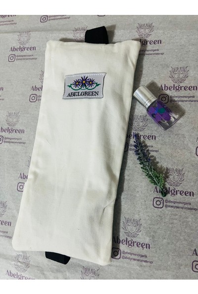 Abelgreen Göz Yastığı Lavantalı -Yastık- Yoga- Göz Bandı -Meditasyon -Cam Boyama Desenli Lavanta Yağı Hediyeli-Beyaz Renk Pamuklu Kumaş