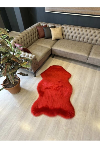 Allstar Carpet Kuzu Post Peluş Premium Uzun Tüylü Yumuşacık Halı Kırmızı