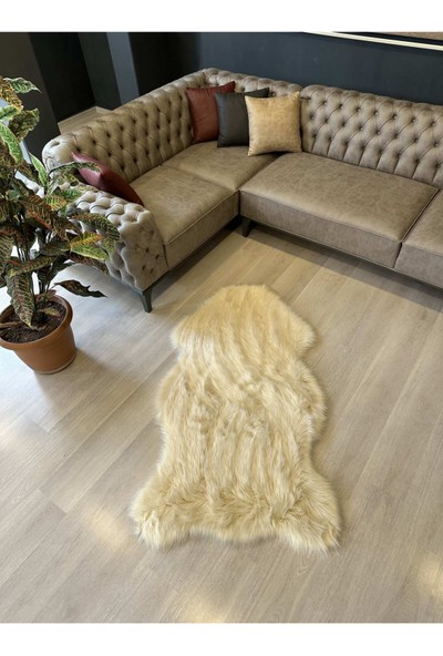 Allstar Carpet Kuzu Post Peluş Premium Uzun Tüylü Yumuşacık Halı Krem
