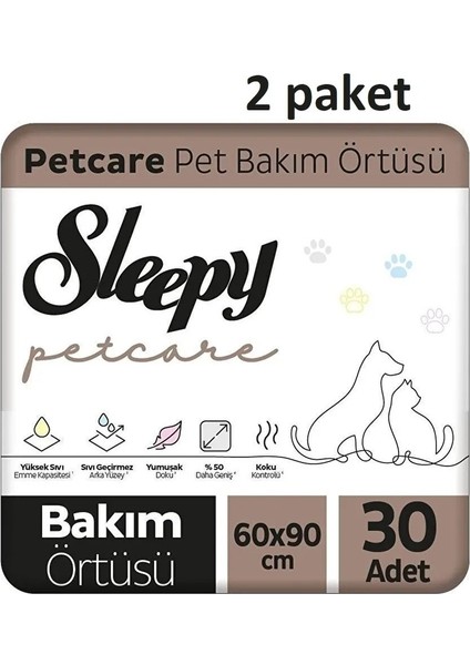Petcare Evcil Hayvan Bakım Örtüsü 30 Adet x 2