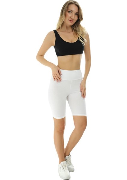 Kalın Kemer (Likralı) Yüksekbel Kısa Şort Kadın Tayt 2044 modelleri