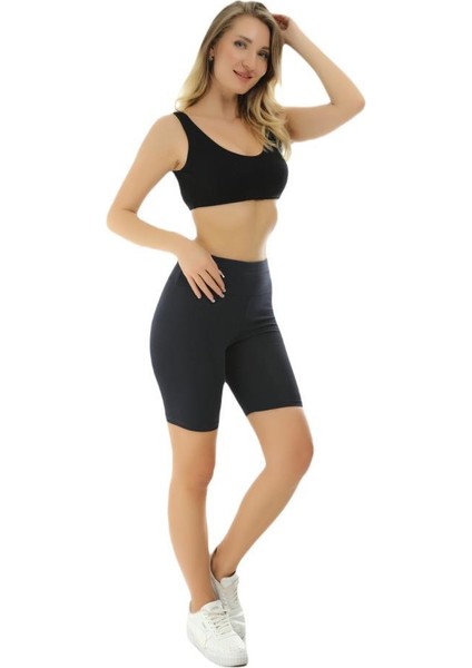 Kalın Kemer (Likralı) Yüksekbel Kısa Şort Kadın Tayt 2044 fırsatları