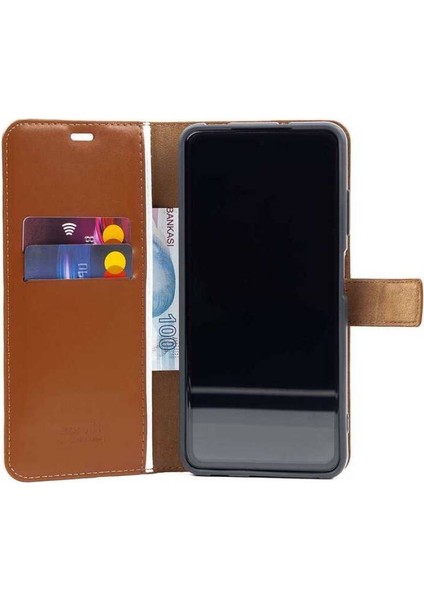 Samsung Galaxy A33 Cüzdanlı Standlı Kapaklı Kılıf Kahverengi modelleri
