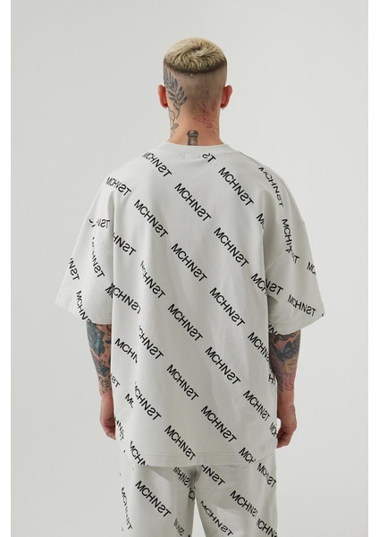 Oversize Unisex Mchnst Angels Baskili T-Shirt Gri