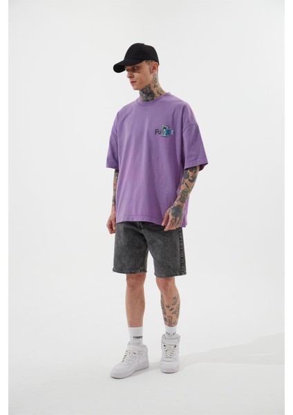 Loose Fıt Denim Bermuda Şort Antrasit