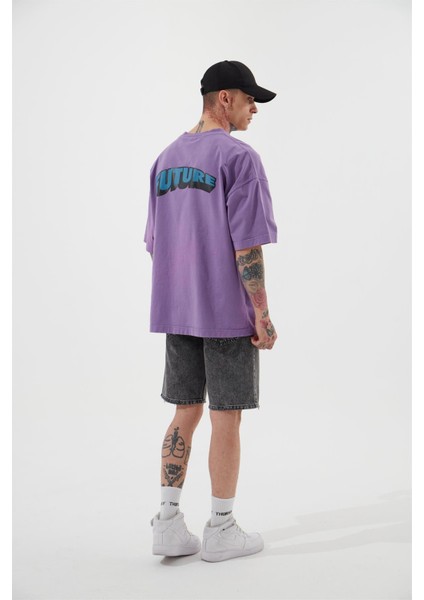 Loose Fıt Denim Bermuda Şort Antrasit