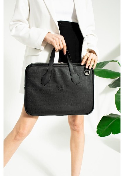 Impolo Joyce Siyahgofraj Baskı Unisex Netbok ve Evrak Çantsı 28X37 Ebatında