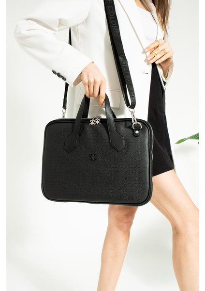 Impolo Joyce Siyahgofraj Baskı Unisex Netbok ve Evrak Çantsı 28X37 Ebatında