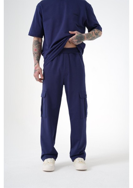 Relaxed Kargo Cepli Baggy Eşofman Gece Mavisi