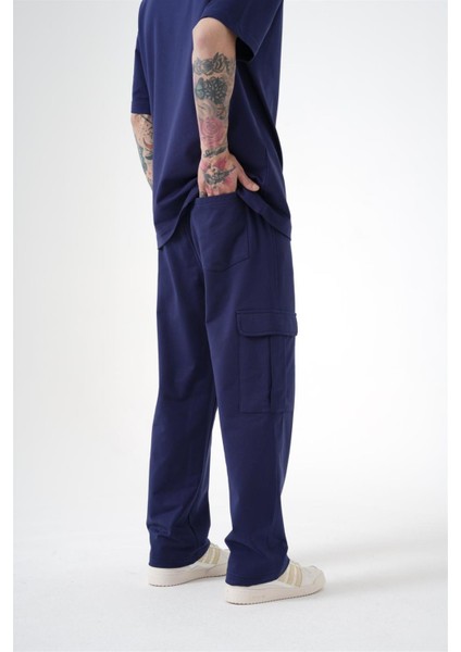 Relaxed Kargo Cepli Baggy Eşofman Gece Mavisi