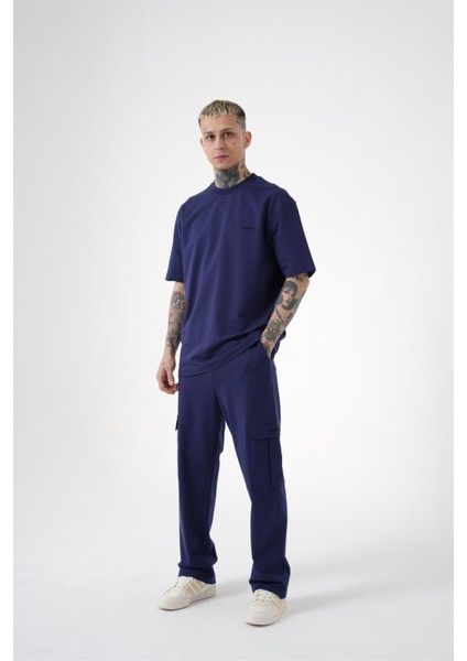 Relaxed Kargo Cepli Baggy Eşofman Gece Mavisi