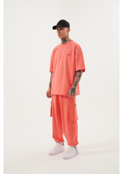 Oversıze Kargo Cepli Baggy Eşofman Pembe