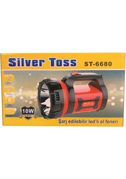 Silver Toss Şarjlı El Feneri 10W LED Projektör ST-6680