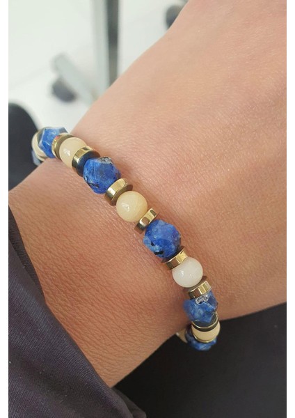Lapis Hematit ve Kuvars Taşlı Doğal Taş Bileklik modelleri