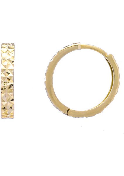 14 Ayar Altın Taşsız Kalemli Halka Küpe 1.7 Cm