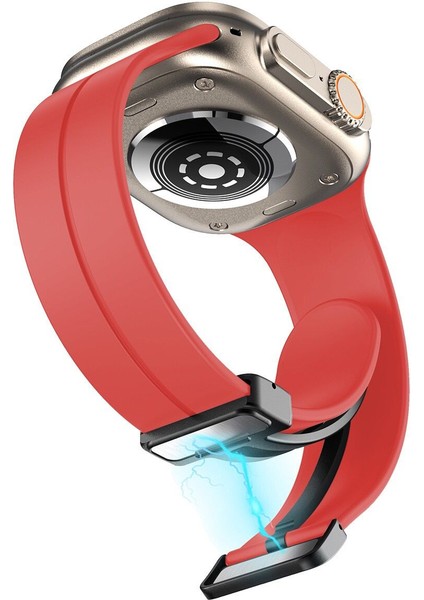 Apple Watch 45 mm Silikon Kordon Metal Mıknatıslı Toka Tasarımlı Şık Spor Pratik Kullanım modelleri