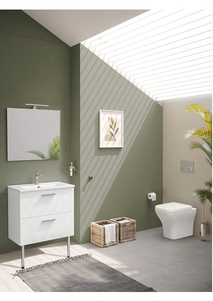 Vitra  Ardea 66100 Banyo Dolabı Seti Çekmeceli, Ayaklı, 70 Cm, Parlak Beyaz